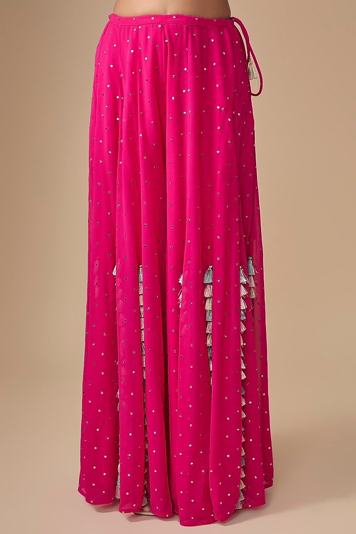 Pink Embroidered Georgette Wedding Sharara Set by Payal Singhal at Pernia's Pop Up Shop