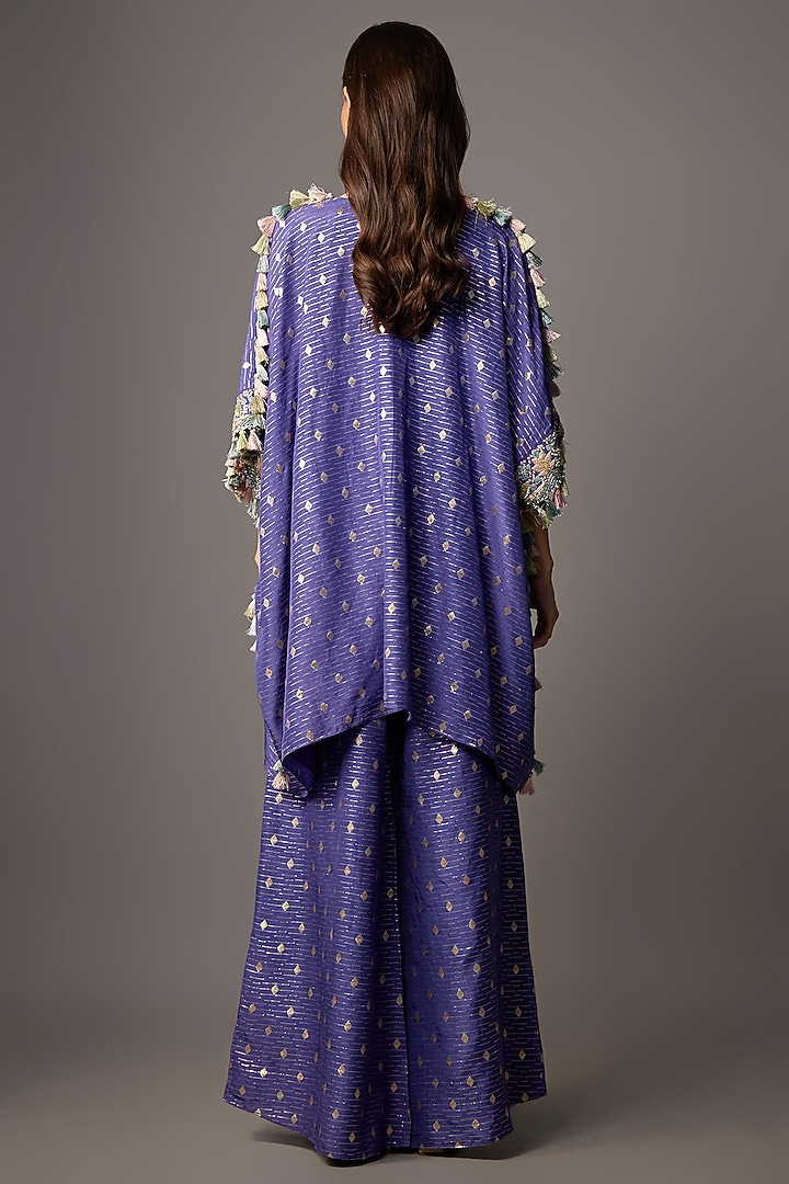 Purple Dola Silk Embroidered Kaftan Set by Payal Singhal at Pernia's Pop Up Shop