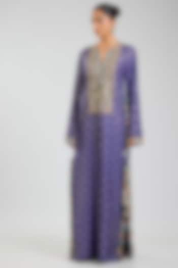 Purple Dola Silk Embroidered Kaftan by Payal Singhal at Pernia's Pop Up Shop