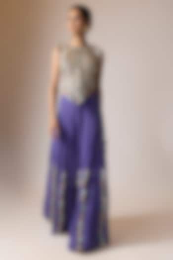 Purple Georgette Wedding Sharara Set by Payal Singhal at Pernia's Pop Up Shop