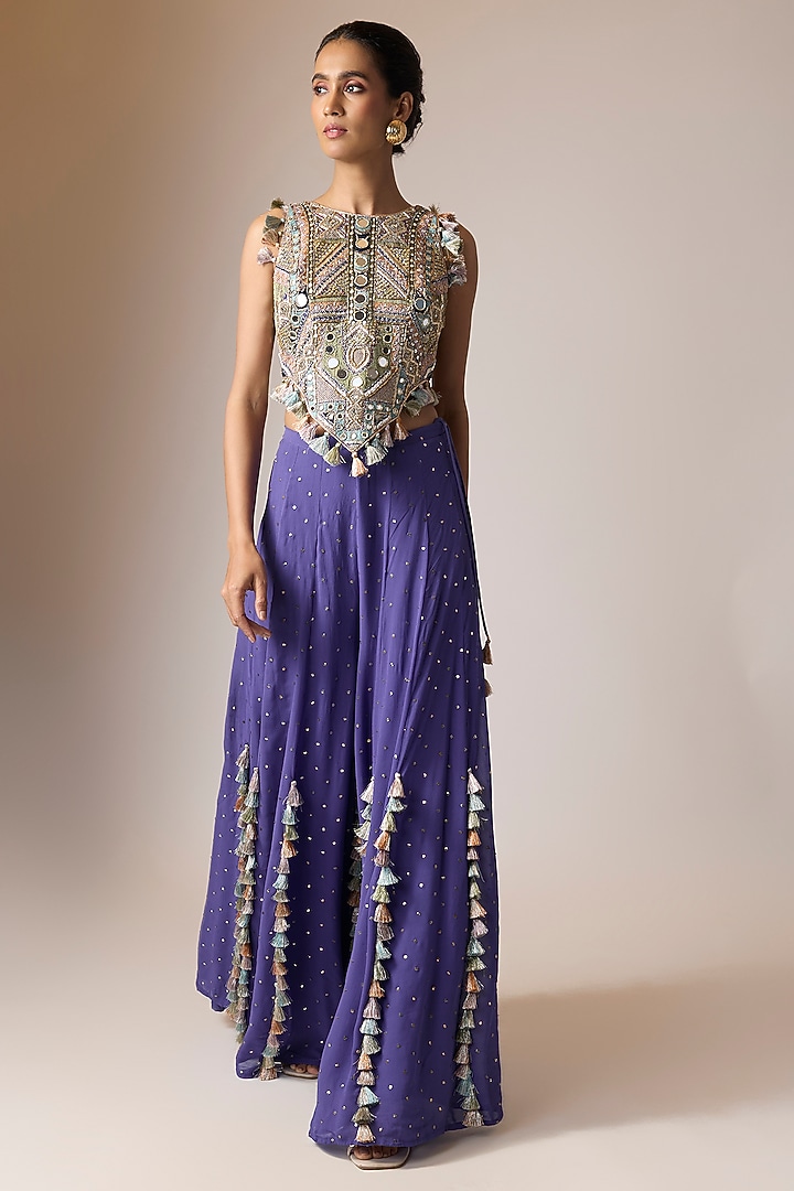 Purple Georgette Wedding Sharara Set by Payal Singhal at Pernia's Pop Up Shop