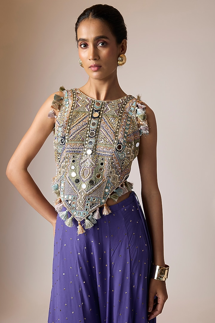 Purple Georgette Wedding Sharara Set by Payal Singhal at Pernia's Pop Up Shop