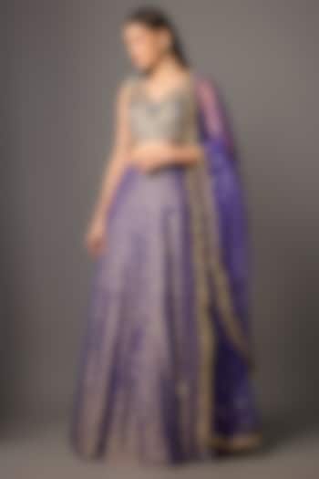 Purple Georgette Embroidered Wedding Lehenga Set by Payal Singhal at Pernia's Pop Up Shop