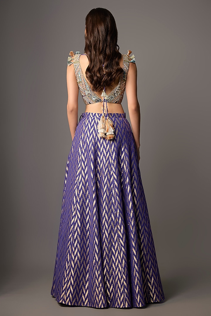 Purple Georgette Embroidered Wedding Lehenga Set by Payal Singhal at Pernia's Pop Up Shop