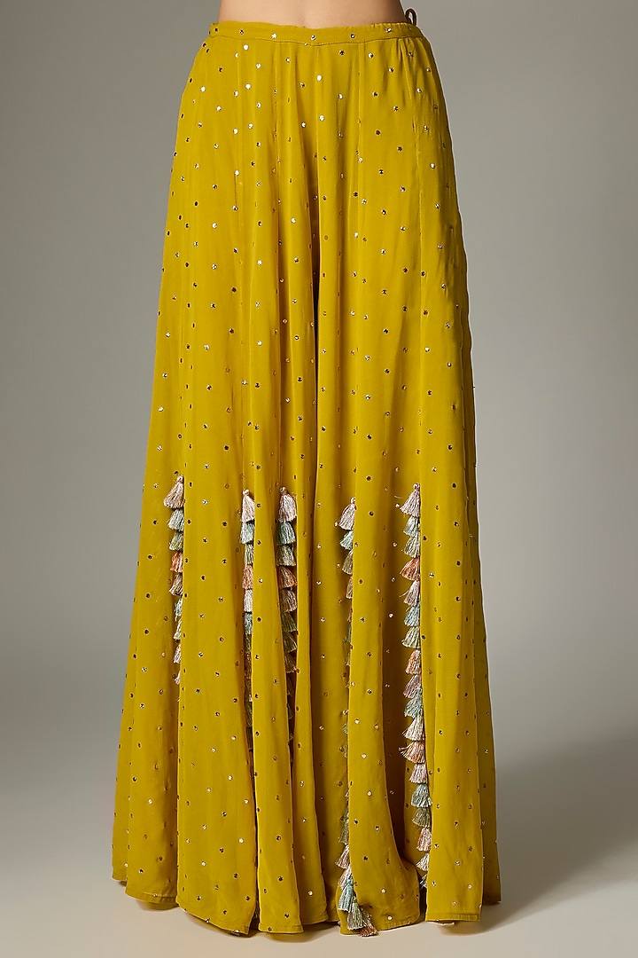 Mehendi Green Mukaish Georgette Wedding Sharara Set by Payal Singhal at Pernia's Pop Up Shop