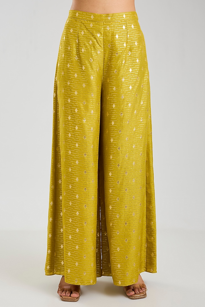 Mehendi Green Dola Silk Embroidered Kaftan Set by Payal Singhal at Pernia's Pop Up Shop