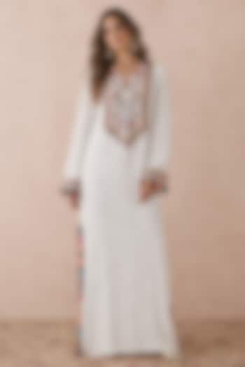 Off-White Chikankari Georgette Hand Embroidered Kaftan by Payal Singhal at Pernia's Pop Up Shop