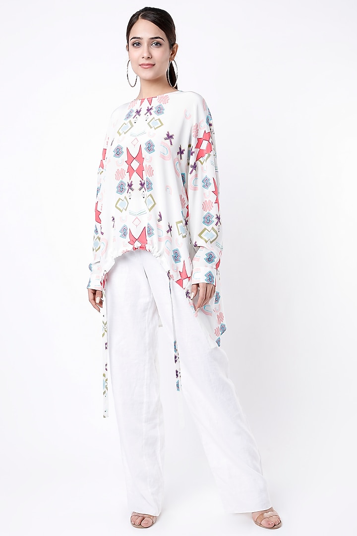 White Ikat Printed Tunic by PS Pret by Payal Singhal