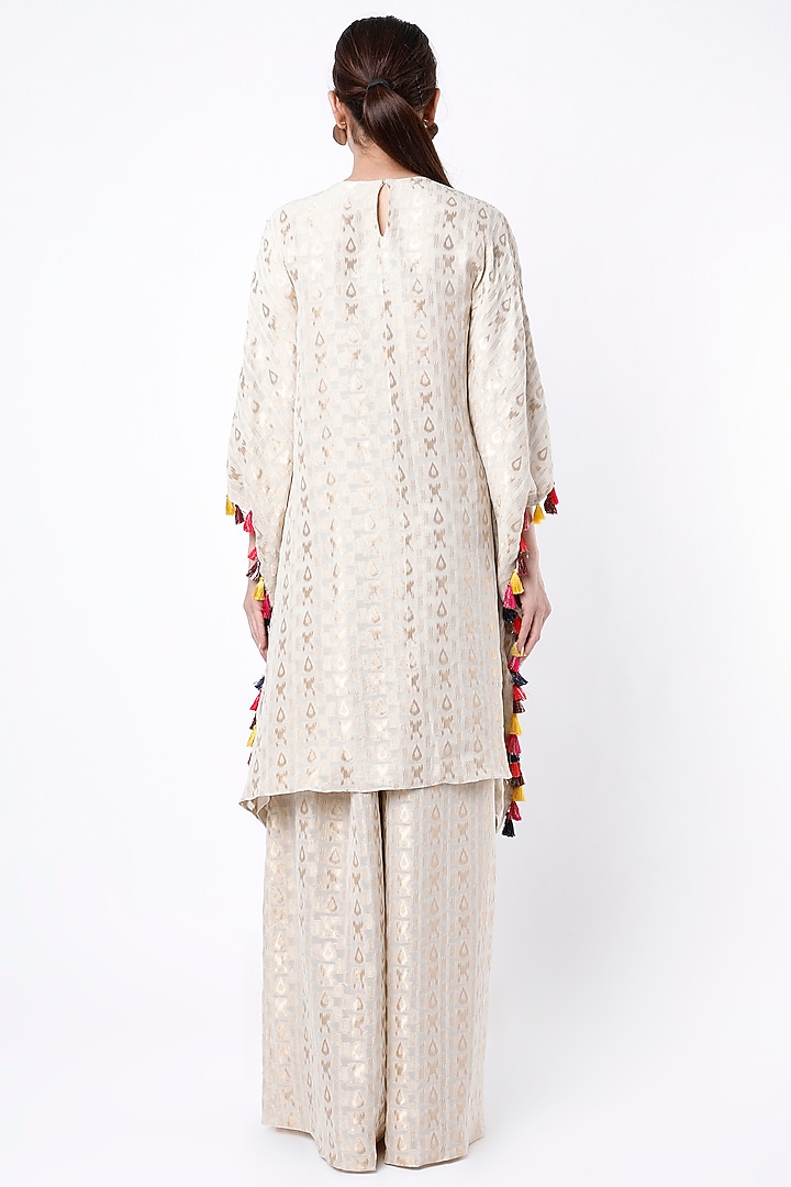 Beige Embroidered Kaftan Set by Payal Singhal at Pernia's Pop Up Shop