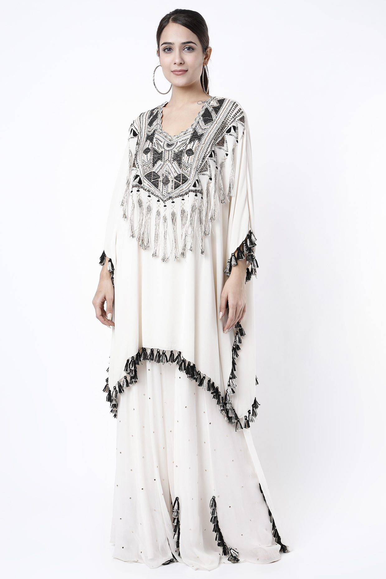 White Embroidered Kaftan Set by Payal Singhal at Pernia's Pop Up Shop