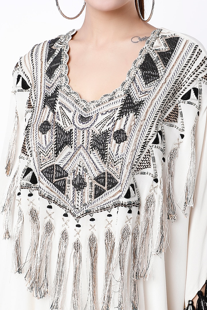 White Embroidered Kaftan Set by Payal Singhal at Pernia's Pop Up Shop