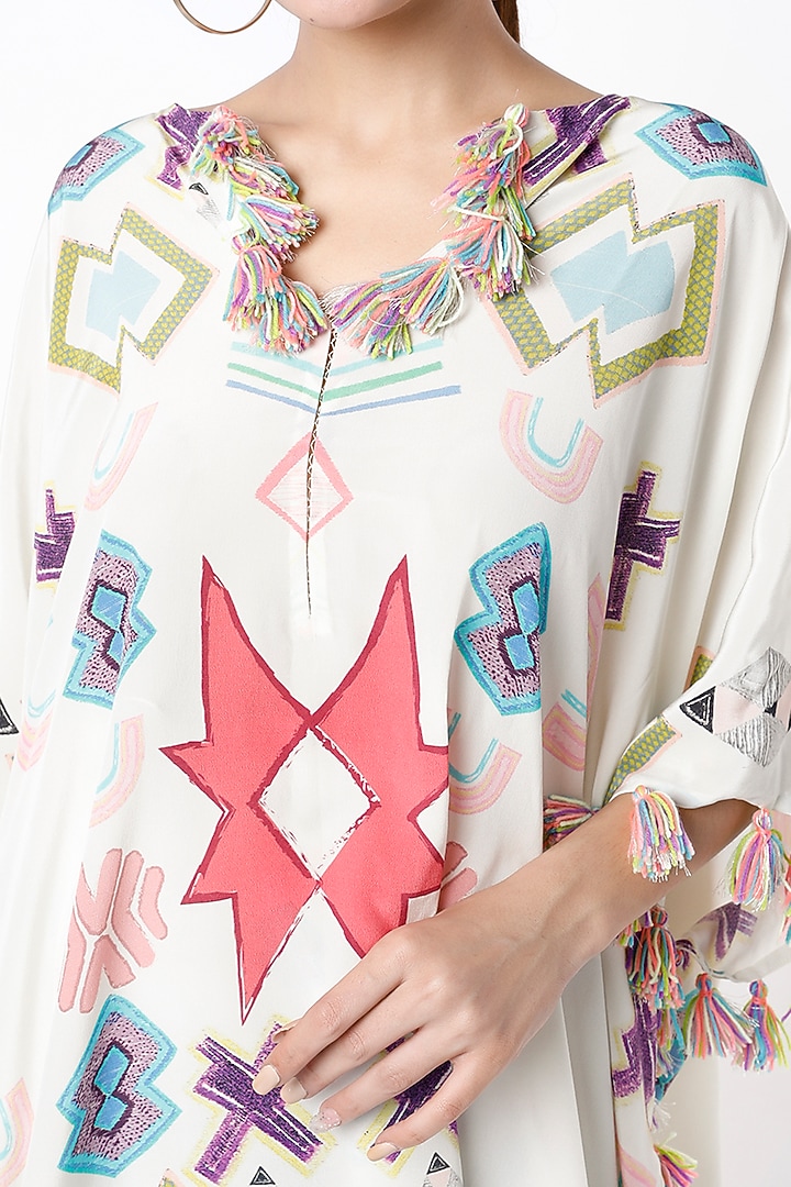White Printed Kaftan Set by PS Pret by Payal Singhal at Pernia's Pop Up Shop