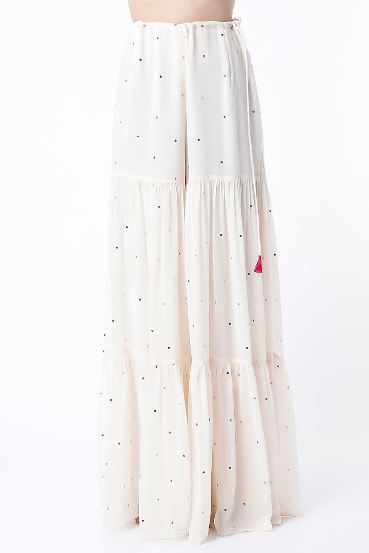 Chalk White Dot Mukaish Bridal Sharara Set by Payal Singhal at Pernia's Pop Up Shop