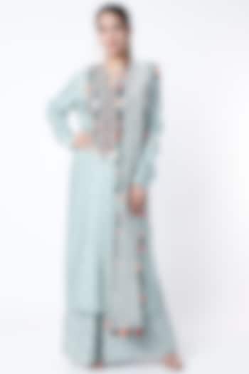 Pale Blue Embroidered Kurta Set by Payal Singhal