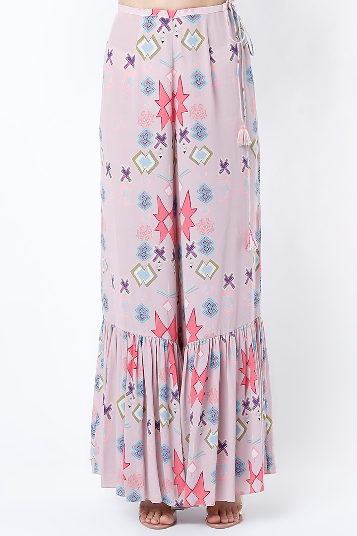Blush Pink Printed High-Low Kaftan Set by Payal Singhal at Pernia's Pop Up Shop