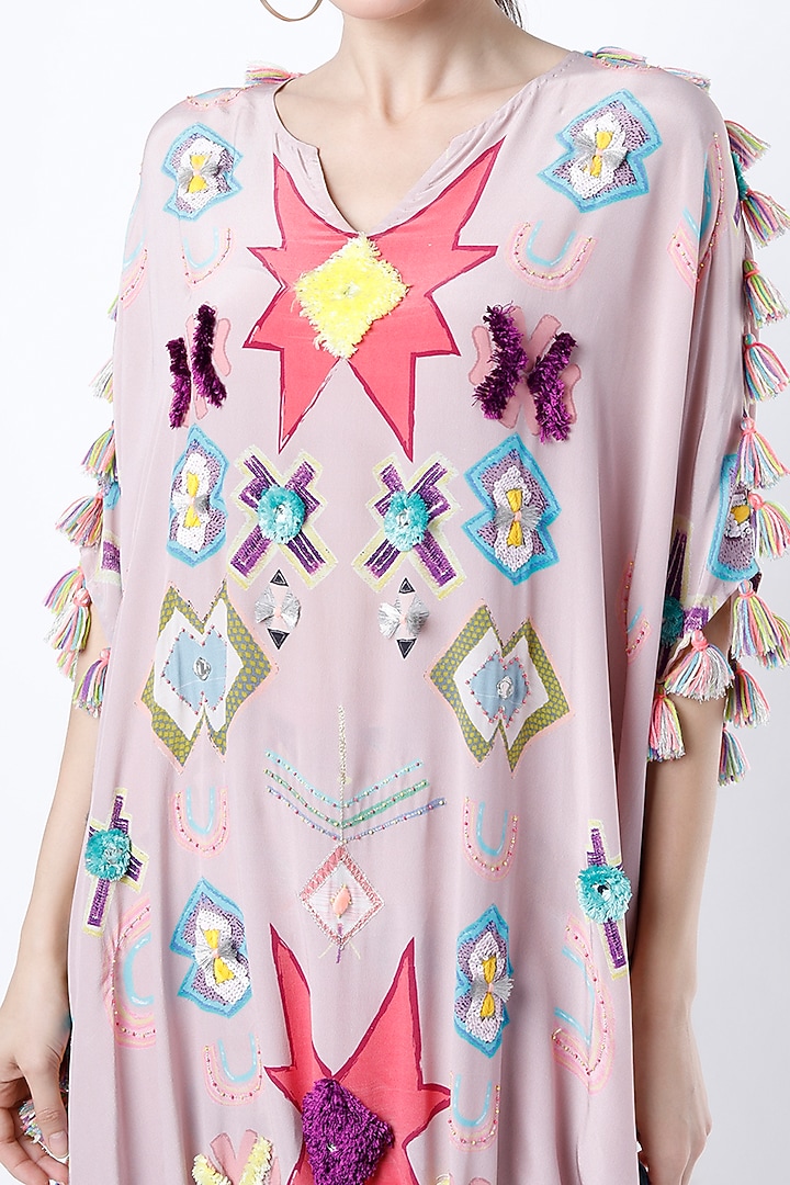 Blush Pink Printed High-Low Kaftan Set by Payal Singhal at Pernia's Pop Up Shop
