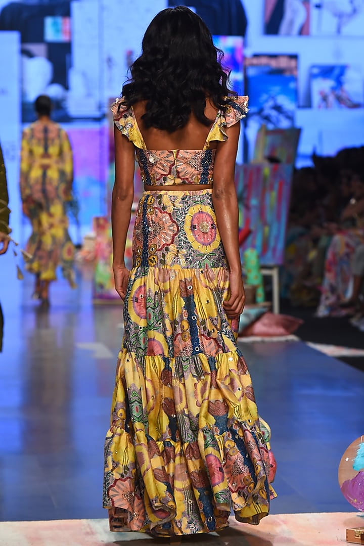Yellow Printed Skirt Set by Payal Singhal at Pernia's Pop Up Shop