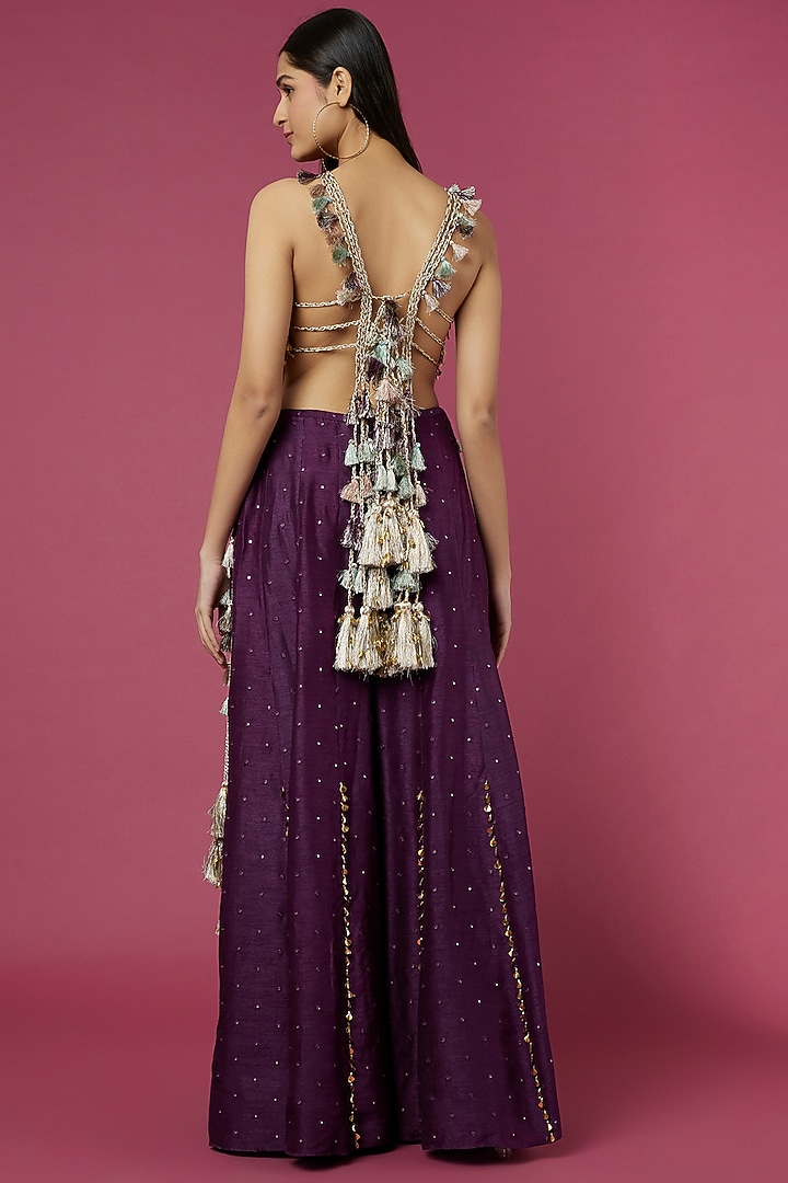Purple Silk Wedding Sharara Set by Payal Singhal at Pernia's Pop Up Shop