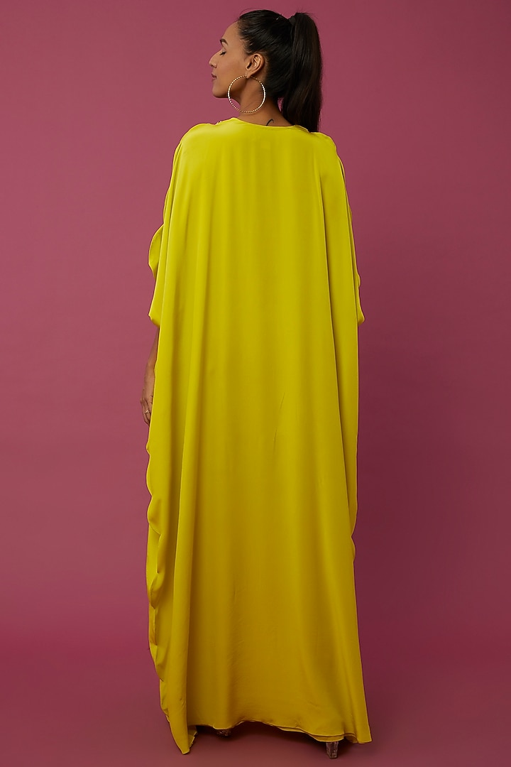 Yellow Embroidered Kaftan by Payal Singhal at Pernia's Pop Up Shop