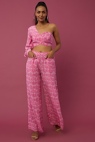 Pink Digital Printed Pant Set by PS Pret by Payal Singhal
