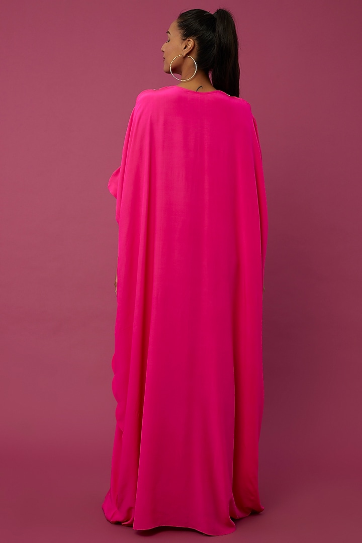 Hot Pink Embroidered Kaftan by Payal Singhal at Pernia's Pop Up Shop