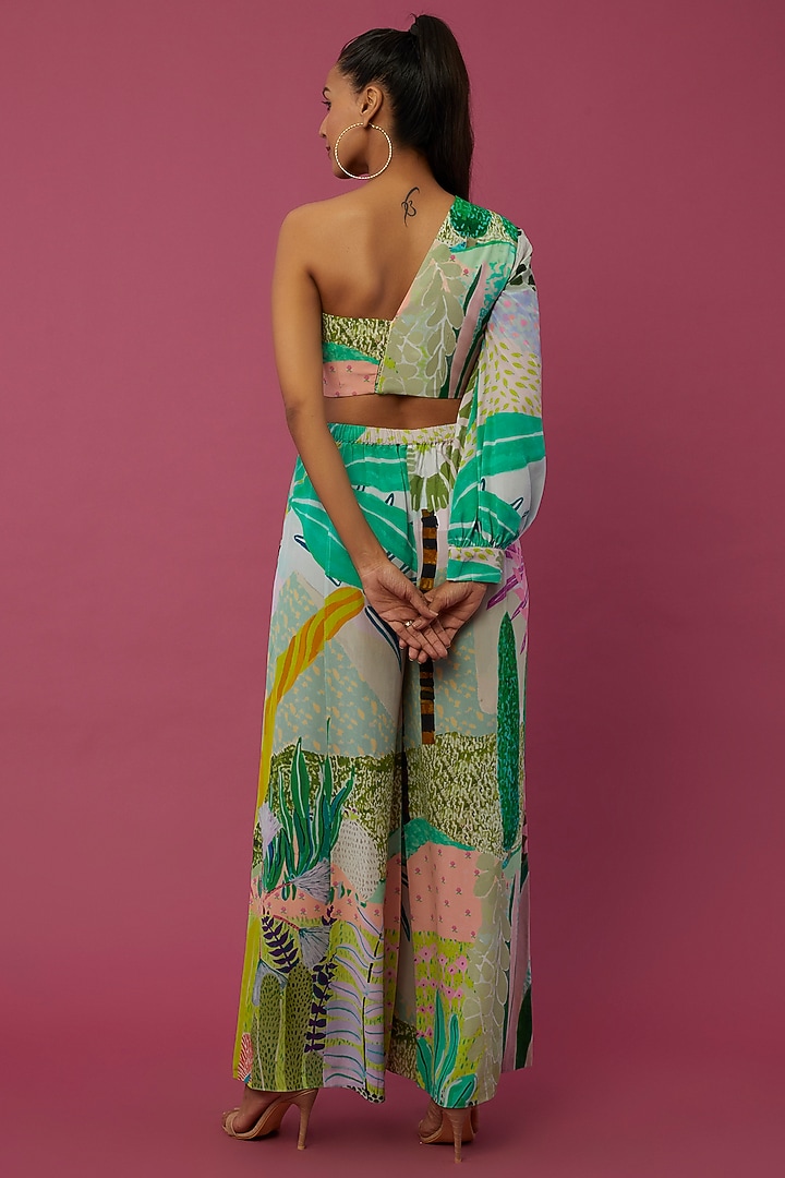 Multi-Colored Crepe Tropical Printed Palazzo Pant Set by PS Pret by Payal Singhal at Pernia's Pop Up Shop