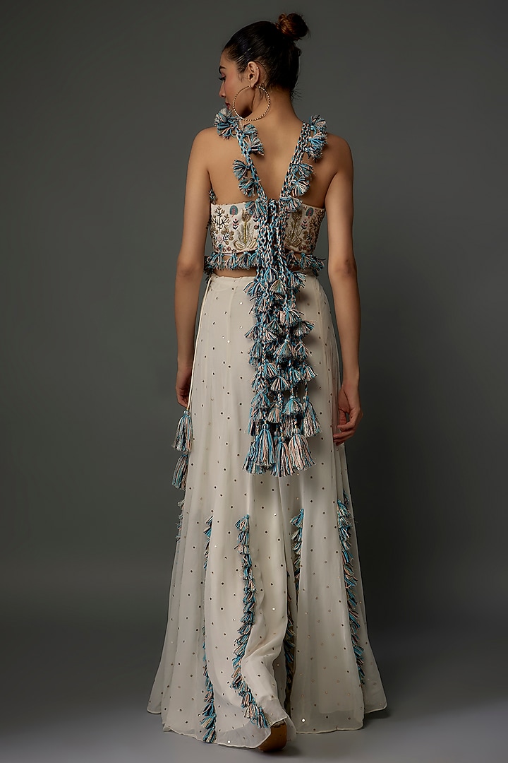 Off-White Mukaish Georgette Wedding Sharara Set by Payal Singhal at Pernia's Pop Up Shop
