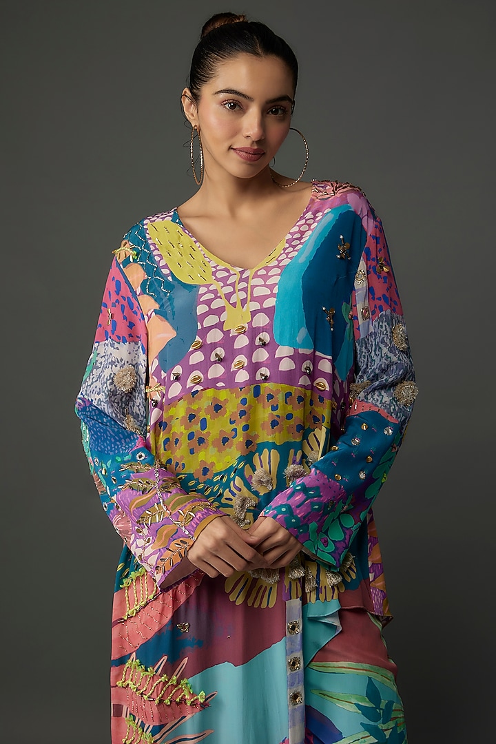 Purple Crepe Printed Kurta Set by Payal Singhal at Pernia's Pop Up Shop