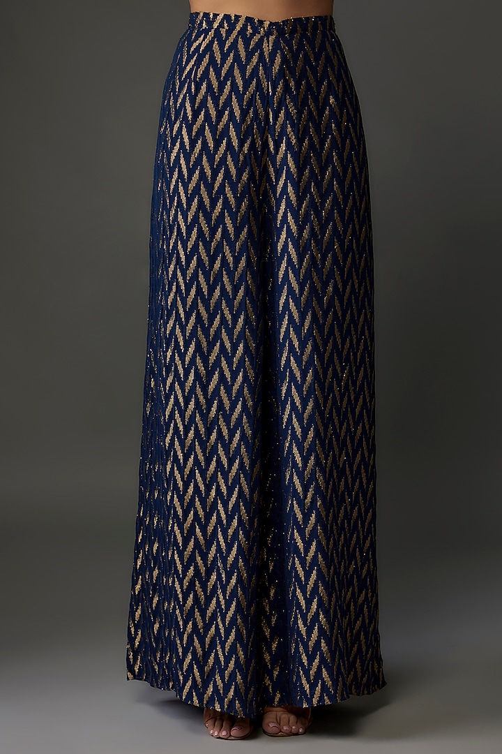 Navy Blue Georgette Embroidered Kurta Set by Payal Singhal at Pernia's Pop Up Shop