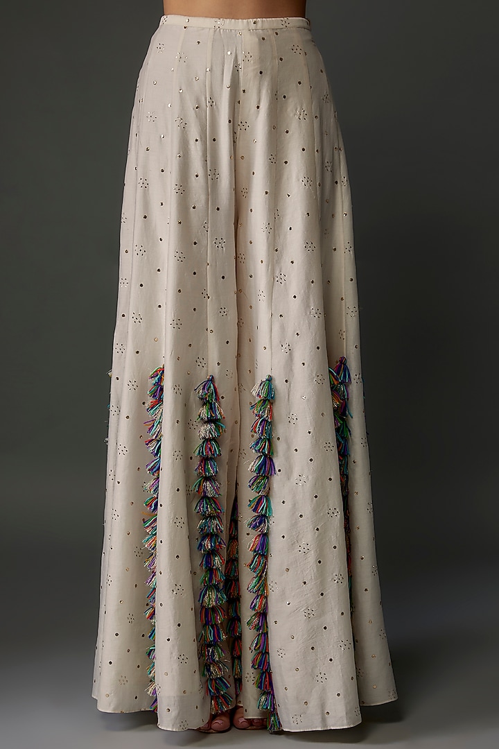 Off-White Mukaish Silk Mul Wedding Sharara Set by Payal Singhal at Pernia's Pop Up Shop