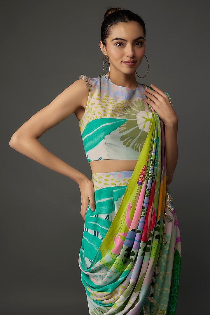 Multi-Colored Crepe Printed Co-Ord Set by Payal Singhal at Pernia's Pop Up Shop