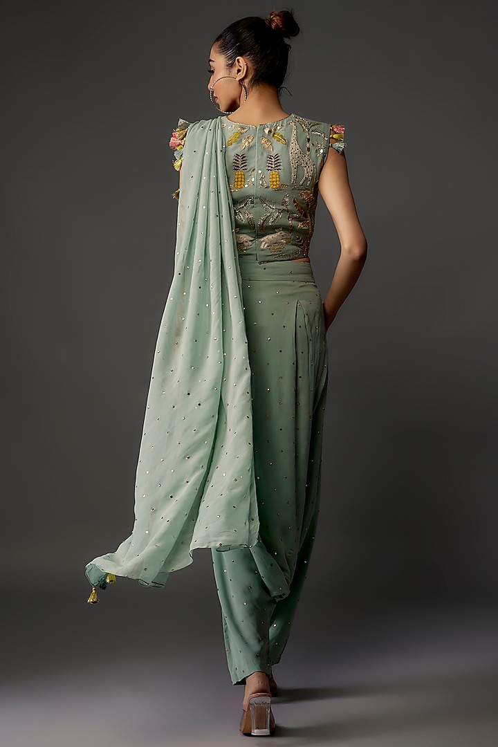 Powder Blue Georgette Co-Ord Set by Payal Singhal at Pernia's Pop Up Shop