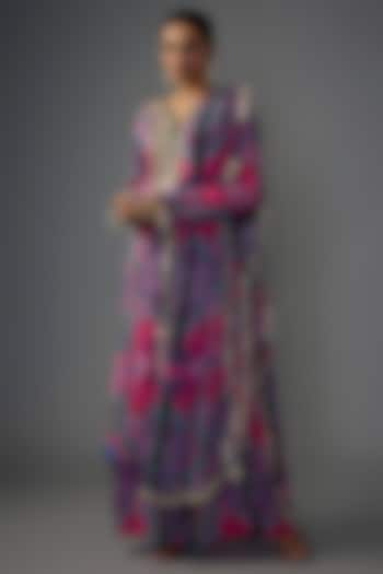Multi-Colored Georgette Printed & Embroidered Kurta Set by Payal Singhal at Pernia's Pop Up Shop
