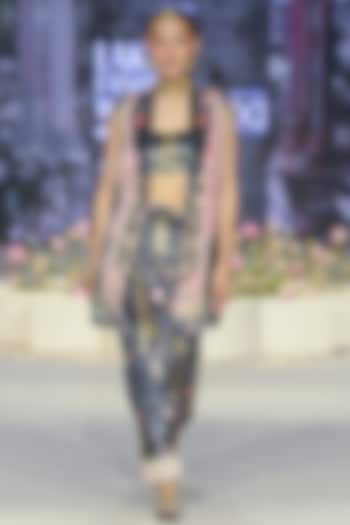 Black Velvet Printed & Embroidered Blazer Set by Payal Singhal at Pernia's Pop Up Shop