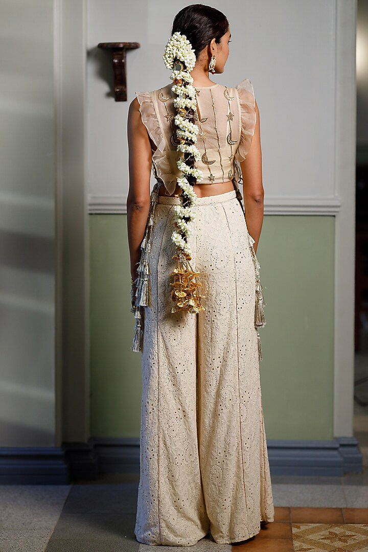 Stone Beige Chikankari Pant Set by Payal Singhal at Pernia's Pop Up Shop