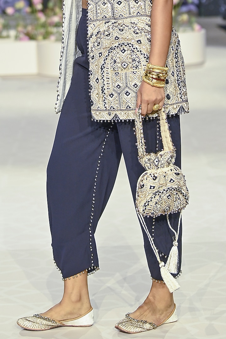 Off-White Georgette Embroidered Blazer Set by Payal Singhal at Pernia's Pop Up Shop