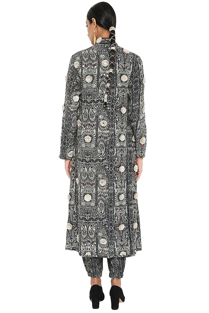 Black & White Printed Jacket Set by Payal Singhal at Pernia's Pop Up Shop