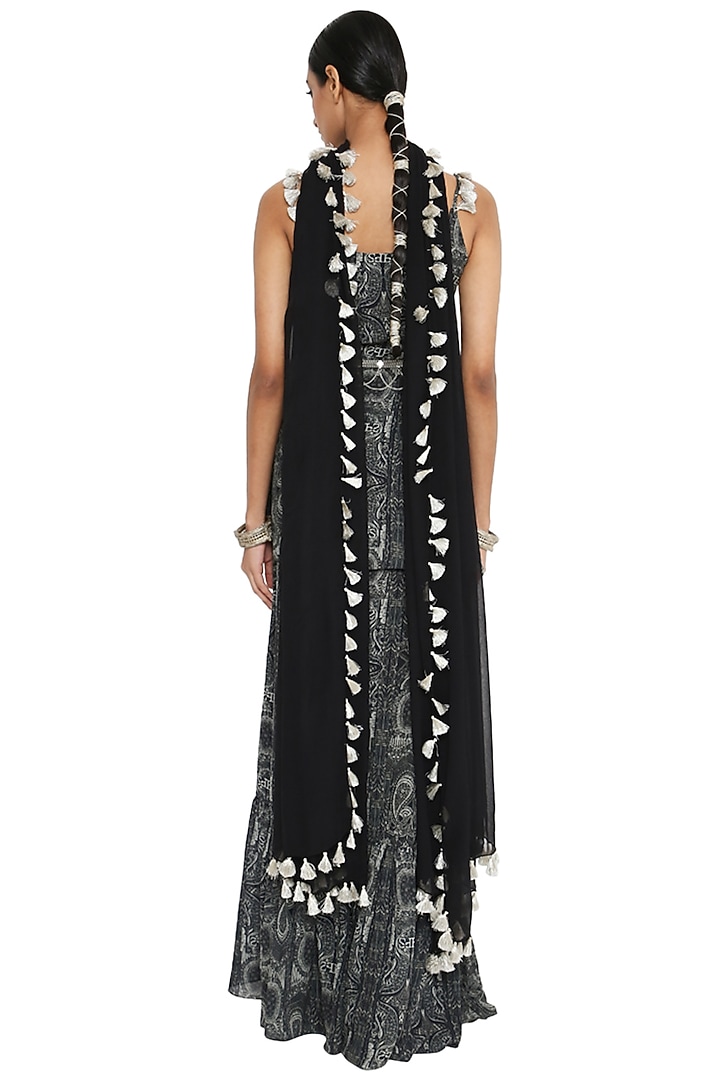 Black & White Printed Wedding Sharara Set by Payal Singhal at Pernia's Pop Up Shop
