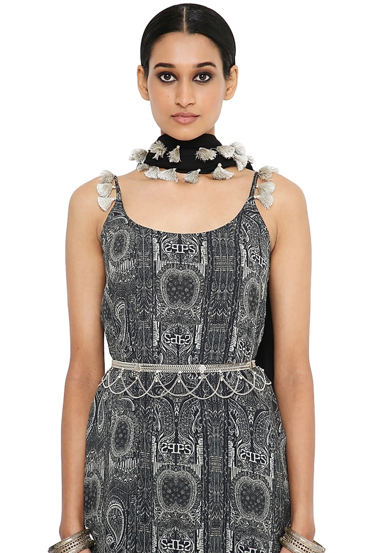Black & White Printed Wedding Sharara Set by Payal Singhal at Pernia's Pop Up Shop
