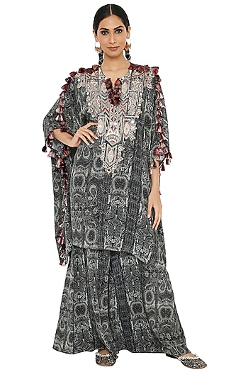 Black & White Printed Kaftan Set by Payal Singhal at Pernia's Pop Up Shop