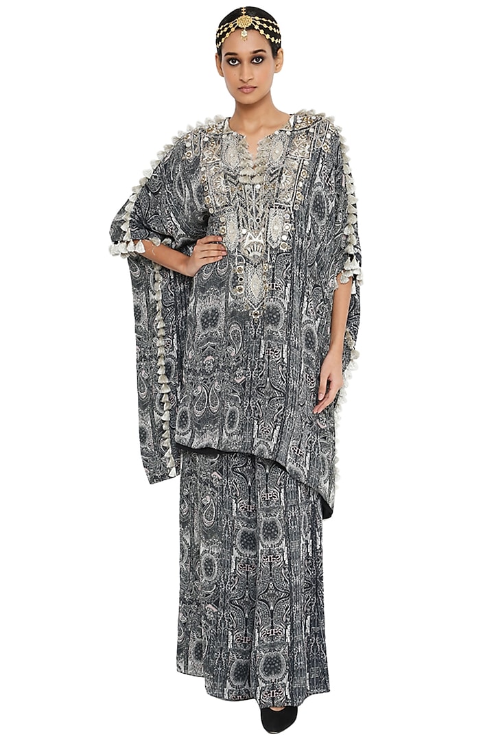Black & White Crepe Printed Kaftan Set by Payal Singhal at Pernia's Pop Up Shop