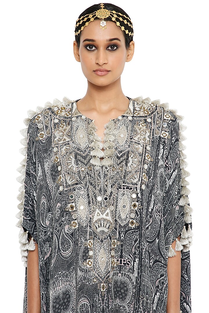 Black & White Crepe Printed Kaftan Set by Payal Singhal at Pernia's Pop Up Shop