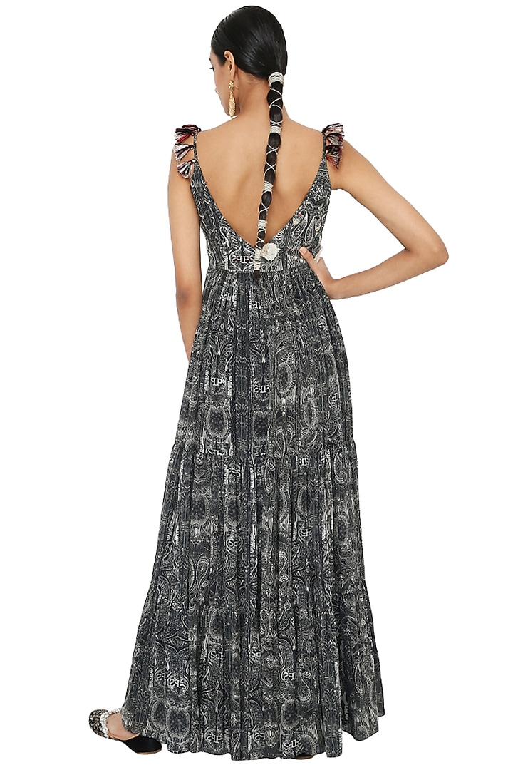 Black & White Printed Wedding Anarkali Set by Payal Singhal at Pernia's Pop Up Shop