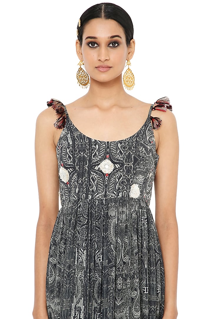 Black & White Printed Wedding Anarkali Set by Payal Singhal at Pernia's Pop Up Shop