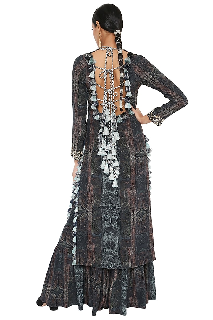 Black Printed Wedding Sharara Set by Payal Singhal at Pernia's Pop Up Shop