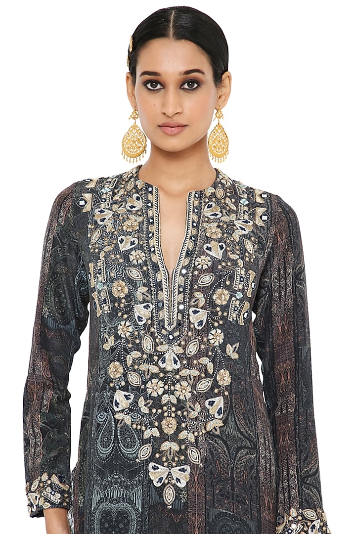 Black Printed Wedding Sharara Set by Payal Singhal at Pernia's Pop Up Shop