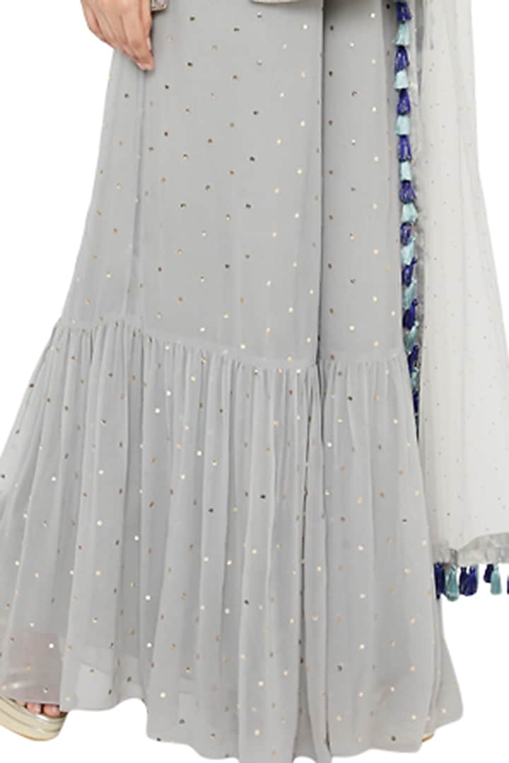 Grey Georgette Bridal Sharara Set by Payal Singhal at Pernia's Pop Up Shop