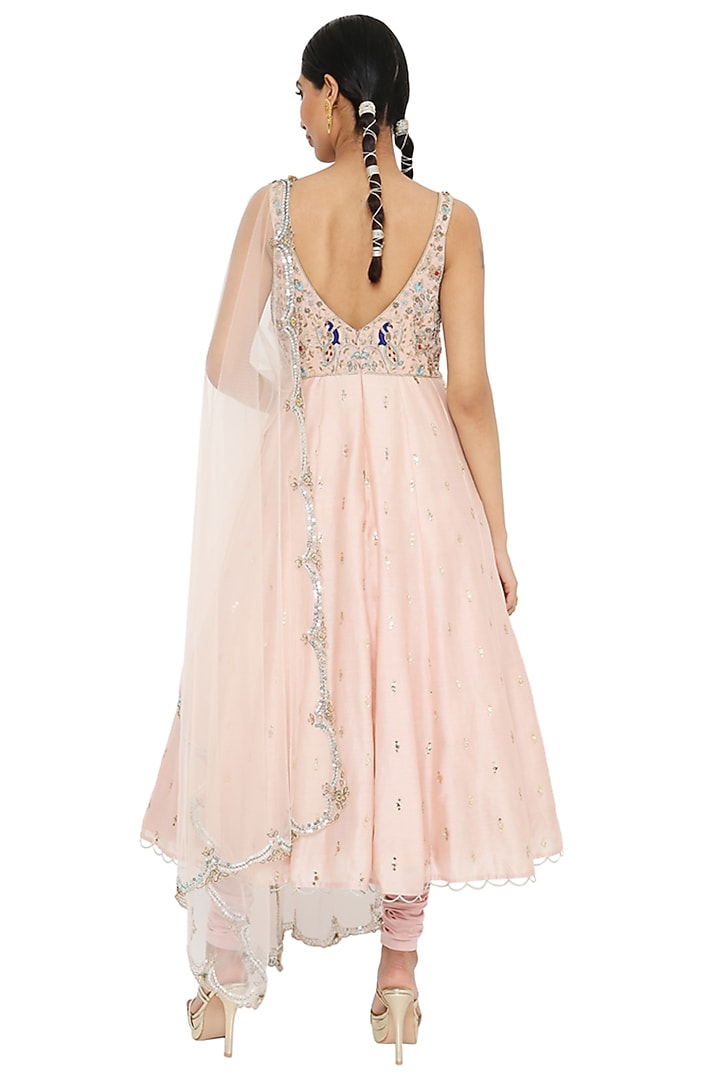 Rose Pink Embroidered Wedding Anarkali Set by Payal Singhal at Pernia's Pop Up Shop