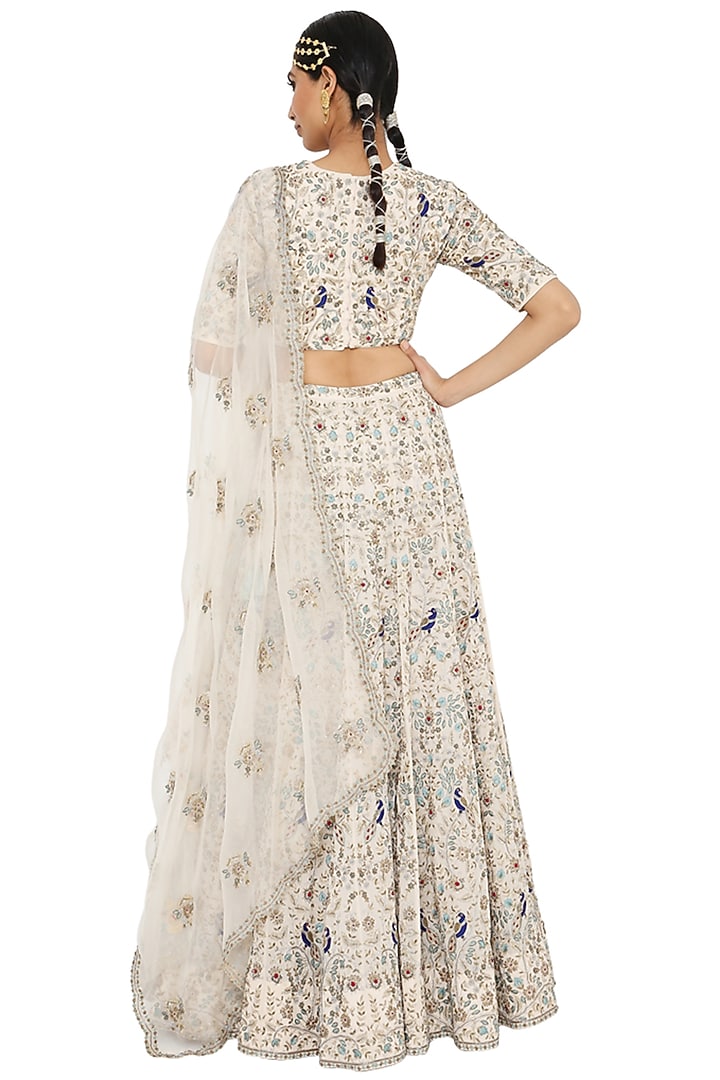 Stone Beige Embroidered Bridal Lehenga Set by Payal Singhal at Pernia's Pop Up Shop