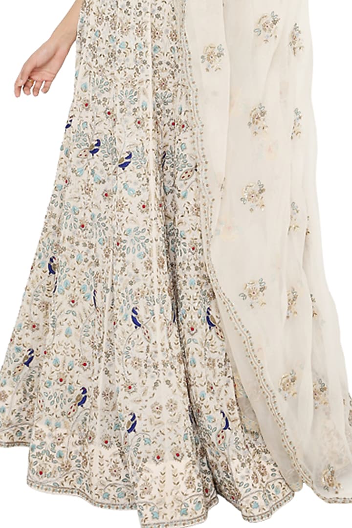 Stone Beige Embroidered Bridal Lehenga Set by Payal Singhal at Pernia's Pop Up Shop